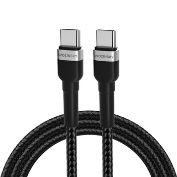 Kabel przewód w oplocie USB-C - USB-C PD 65W 1m czarny