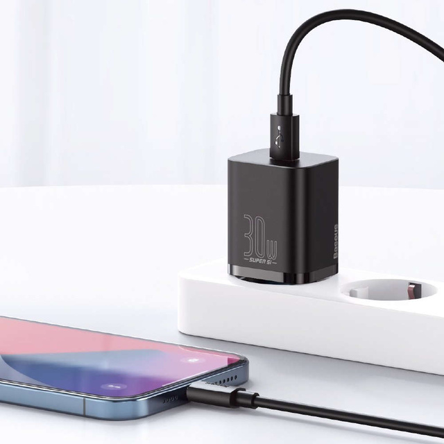 Ładowarka sieciowa zasilacz Baseus Super Si USB-C Type C PD Power Delivery 30W Czarna