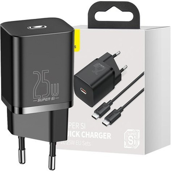 Ładowarka sieciowa Baseus USB-C PD 25W + kabel do USB-C Black