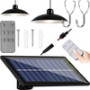 Lampa solarna LED wisząca zestaw 2x Żyrandol Panel solarny Pilot do ogrodu 80W ogrodowa uliczna zewnętrzna czarna