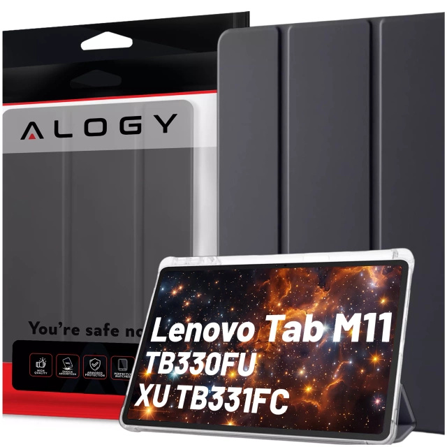 Etui do Lenovo Tab M11 10.95" TB330FU/TB330XU/TB331FC Smart Case Pencil z klapką obudowa Alogy Czarno-przezroczyste