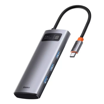 Multifunkcjonalny HUB USB 5w1 USB-C PD 100W HDMI szary