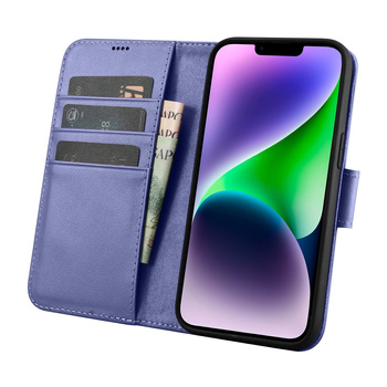 2w1 etui skórzany pokrowiec z klapką iPhone 14 Anti-RFID Wallet Case jasnofioletowy