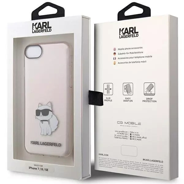 Etui na telefon Karl Lagerfeld do iPhone 7/8/SE 2020/2022 óżowy/pink hardcase Ikonik Choupette