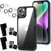 Etui Case do iPhone 14 Plus + zestaw 4 szkieł 5w1 pancerne 360 Alogy Hybrid 2x Szkło na ekran +2x obiektyw czarno-przezroczyste