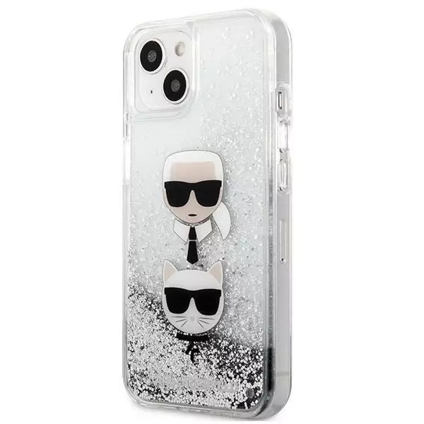 Karl Lagerfeld KLHCP13SKICGLS iPhone 13 mini 5,4" srebrny/silver hardcase Liquid Glitter Karl&Choupette Head