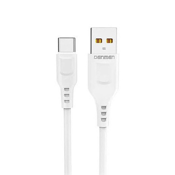 Kabel przewód USB do USB-C Type C Denmen D01T szybkie ładowanie 2.4A 1m Biały