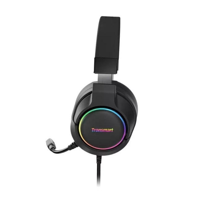 Tronsmart Sparkle RGB przewodowe wokółuszne słuchawki USB z mikrofonem i pilotem dla graczy czarny (467600)