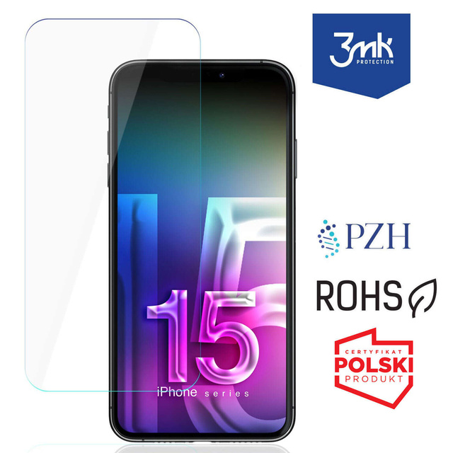 Szkło hartowane 9H do iPhone 15 Pro 3mk HardGlass na ekran