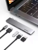 Wielofunkcyjny HUB port do MacBook Pro / Air 2x USB-C na USB-C HDMI 3x USB 3.0 - szary