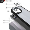 Etui Case do iPhone 14 Pro Max + zestaw 4 szkieł 5w1 pancerne 360 Alogy Hybrid 2x Szkło na ekran +2x obiektyw czarno-przezroczyste