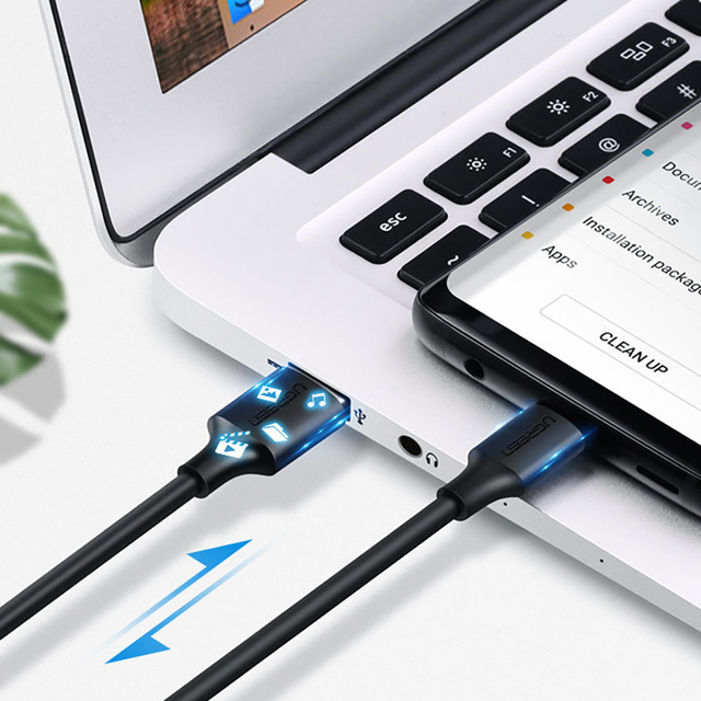 Kabel przewód przejściówka USB - USB-C Quick Charge 3.0 3A 0.25m czarny