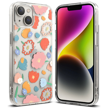 Pancerne etui pokrowiec z żelową ramką iPhone 14 Plus Fusion Design Floral przezroczysty