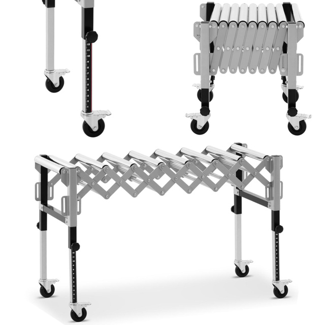 Podajnik stół rolkowy transportowy składany 9 rolek do 130 kg 145 x 59 x 96 cm