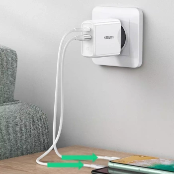 Szybka ładowarka sieciowa USB-C + USB 36 W Quick Charge 4.0 Power Delivery biały