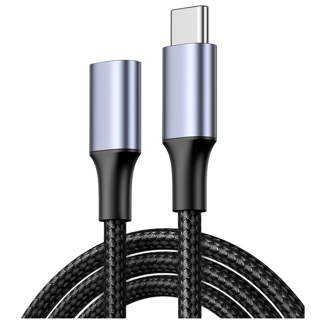 Kabel przedłużacz przedłużka USB-C typ C 3.1 Gen2 Thunderbolt 100W PD 10Gbs 4K 2M Adapter przewód nylon oplot mocny