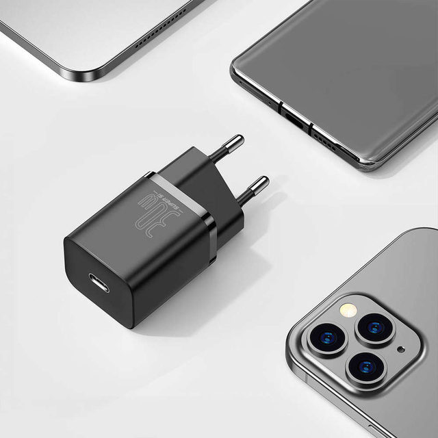 Ładowarka sieciowa zasilacz Baseus Super Si USB-C Type C PD Power Delivery 30W Czarna