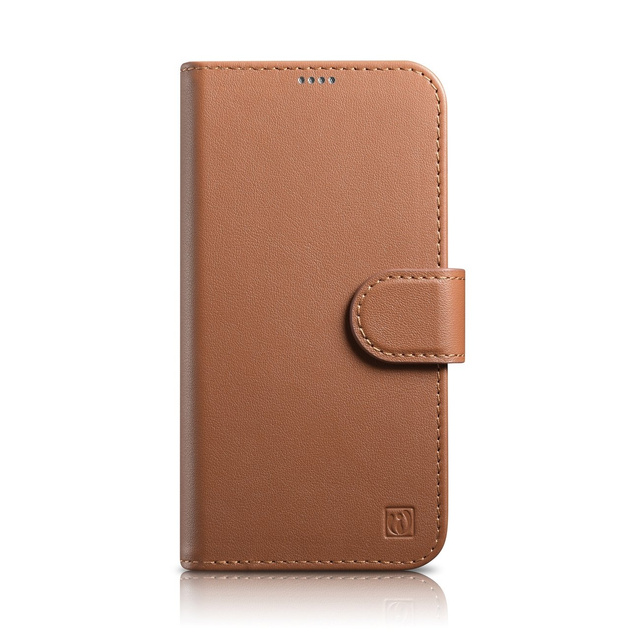 2w1 etui skórzany pokrowiec z klapką iPhone 14 Anti-RFID Wallet Case brązowy