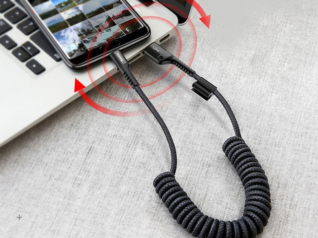 Baseus elastyczny kabel Fish eye spring USB-C Typ C 2A 1M czarny