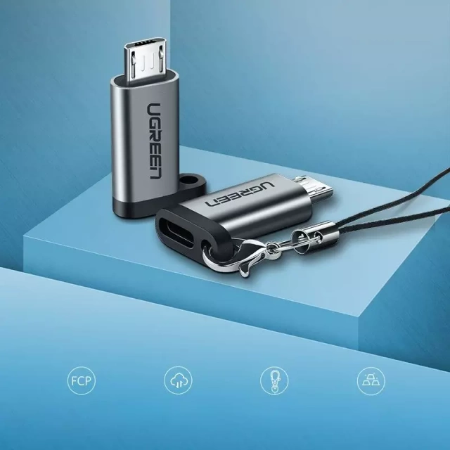 Adapter przejściówka z USB-C na micro USB - szary