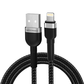 Kabel przewód do iPhone w oplocie USB-A - Lightning 2.4A 1m czarny