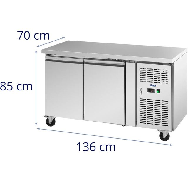Stół chłodniczy gastronomiczny na kółkach 2 komory 260 l 136x70x85 cm