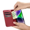 2w1 etui skórzany pokrowiec z klapką iPhone 14 Plus Anti-RFID Wallet Case czerwony