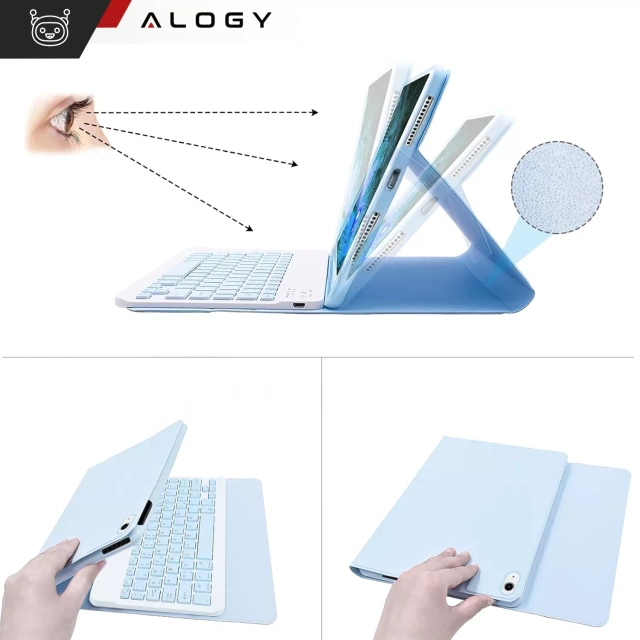 Etui ochronne z klawiaturą Alogy Keyboard case z miejscem na rysik klawiatura bezprzewodowa do Apple iPad (10 Gen.) 2022 10.9" niebieskie