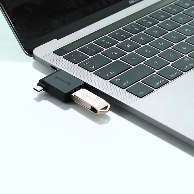 Adapter przejściówka OTG 2w1 USB do USB-C / micro USB - czarny