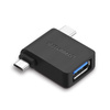 Adapter przejściówka OTG 2w1 USB do USB-C / micro USB - czarny