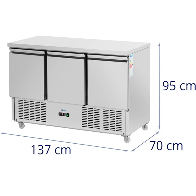 Stół chłodniczy gastronomiczny na kółkach 3 komory 360 l 137 x 70 x 95 cm