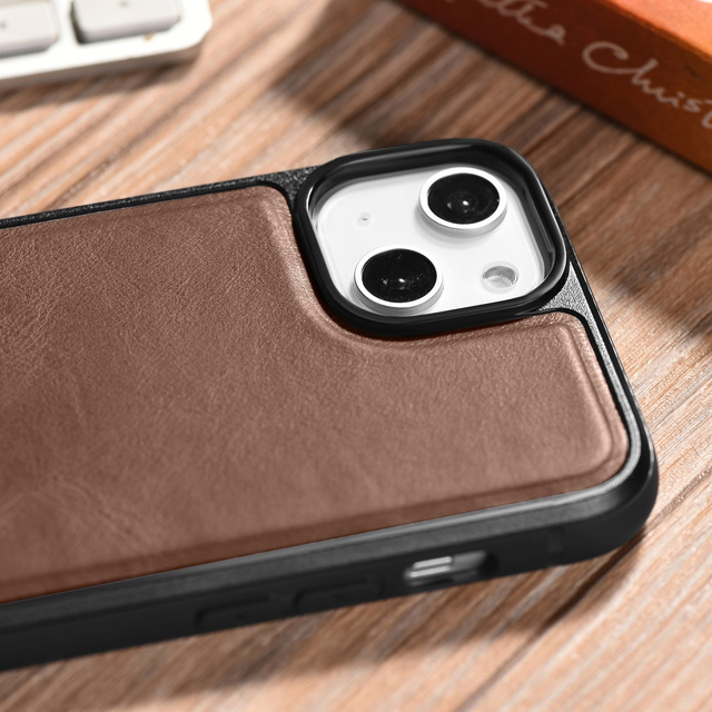 Etui pokryte naturalną skórą do iPhone 14 Plus Leather Oil Wax ciemny brąz