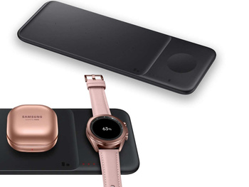 Stacja ładująca TRIO do telefonów Galaxy Watch słuchawek TWS + kabel USB-C czarny