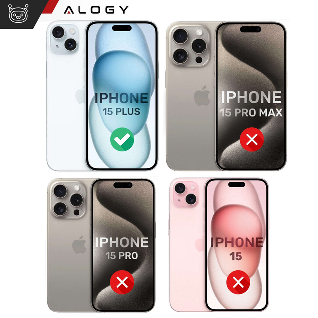 Etui do iPhone 15 Plus obudowa Case silikonowe przezroczyste ochrona aparatu osłona obiektywów Alogy Slim