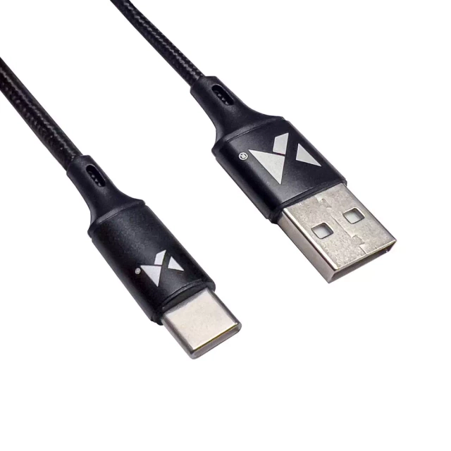 Mocny kabel przewód w oplocie USB USB-C 2.4A 2m czarny