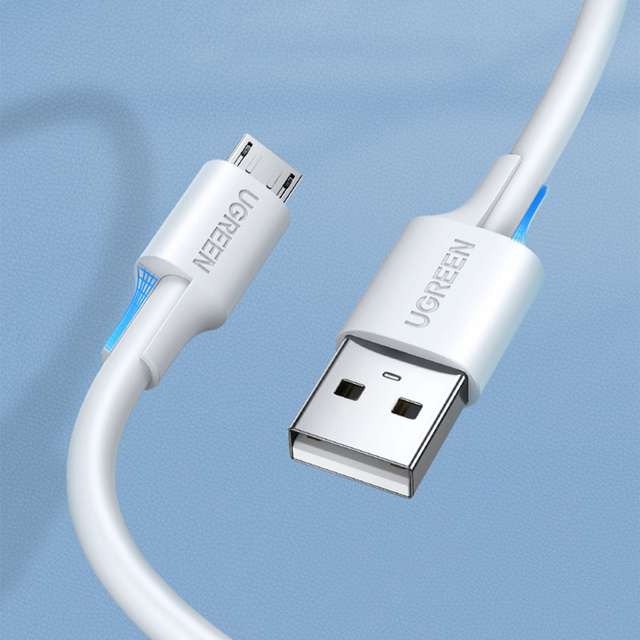 Kabel przewód PVC USB0-A - microUSB 480 Mb/s 0.5m biały