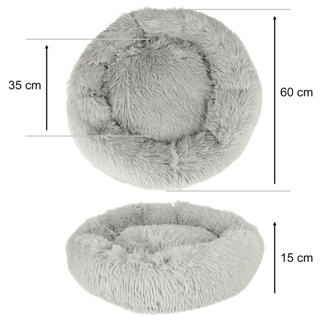 Legowisko dla psa kota poduszka pluszowa 60cm jasny szary
