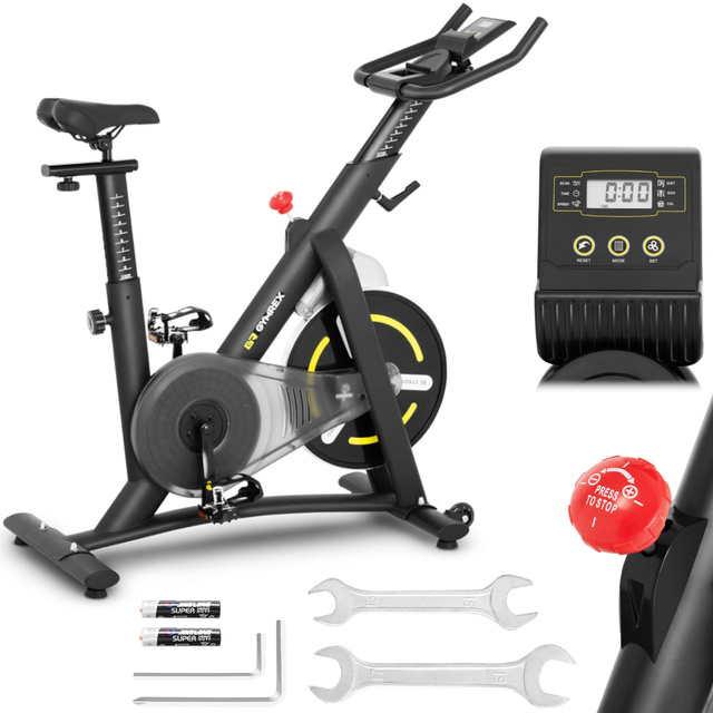 Rower spinningowy treningowy stacjonarny 13 kg LCD Gymrex GR-MG13