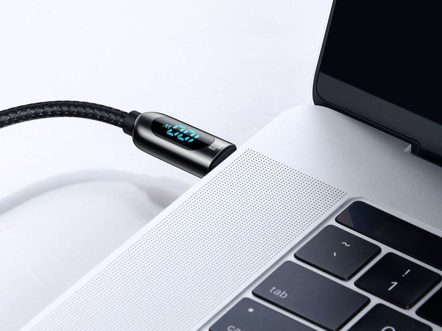 Kabel 1m Baseus przewód USB-C Type C z miernikiem prądu PD 5A 100W Black