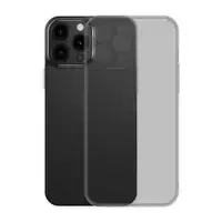 Baseus Frosted Glass Case etui pokrowiec do iPhone 13 Pro sztywna obudowa z żelową ramką czarny (ARWS000401)