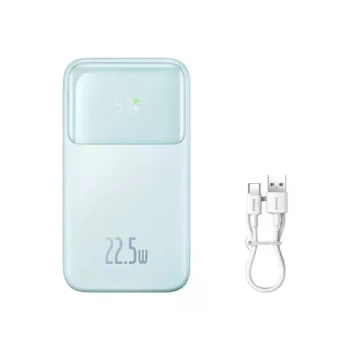 Powerbank z wyświetlaczem 10000mAh 22.5W Comet Series + kabel USB-A - USB-C 0.3m niebieski