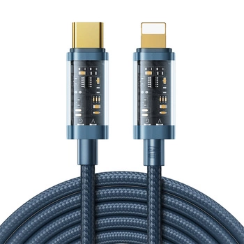 Kabel przewód w oplocie do iPhone USB-C - Lightning PD 20W 2m niebieski