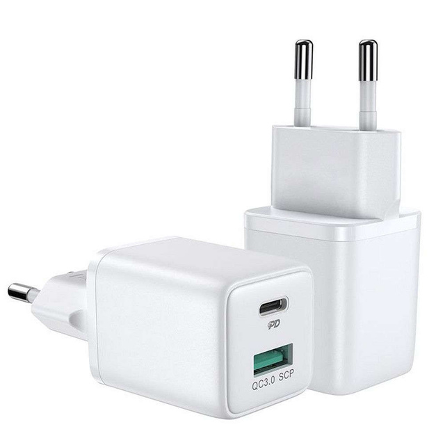 Ładowarka sieciowa Joyroom L-QP303 USB + USB-C 30W PD QC 3.0 AFC FCP White