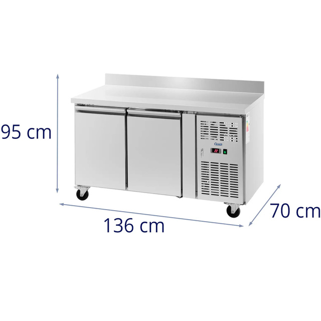 Stół chłodniczy gastronomiczny z rantem na kółkach 2 komory 260 l 136x70x95 cm