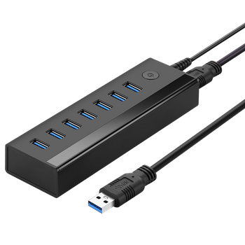 7w1 HUB rozdzielacz adapter USB-A do 7x USB-A 5Gb/s czarny