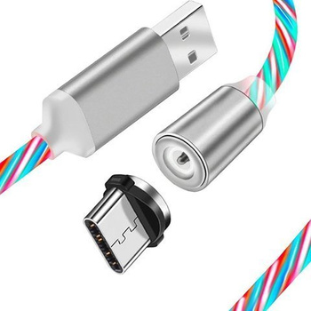 Kabel 1m Alogy magnetyczny świecący przewód LED USB-C Type C Wielokolorowy