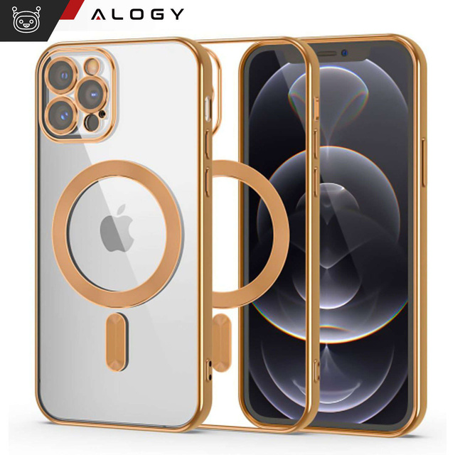 Etui MagSafe Case do Apple iPhone 14 Pro Max Alogy Glamour Luxury Ring obudowa Złote przezroczyste