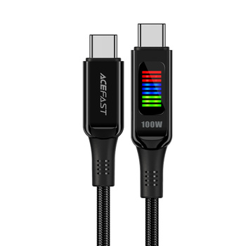 Kabel przewód USB-C - USB-C 100W z wyświetlaczem 1.2m czarny