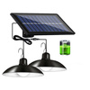 Lampa solarna LED wisząca zestaw 2x Żyrandol Panel solarny Pilot do ogrodu 80W ogrodowa uliczna zewnętrzna czarna