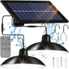 Lampa solarna LED wisząca zestaw 2x Żyrandol Panel solarny Pilot do ogrodu 80W ogrodowa uliczna zewnętrzna czarna